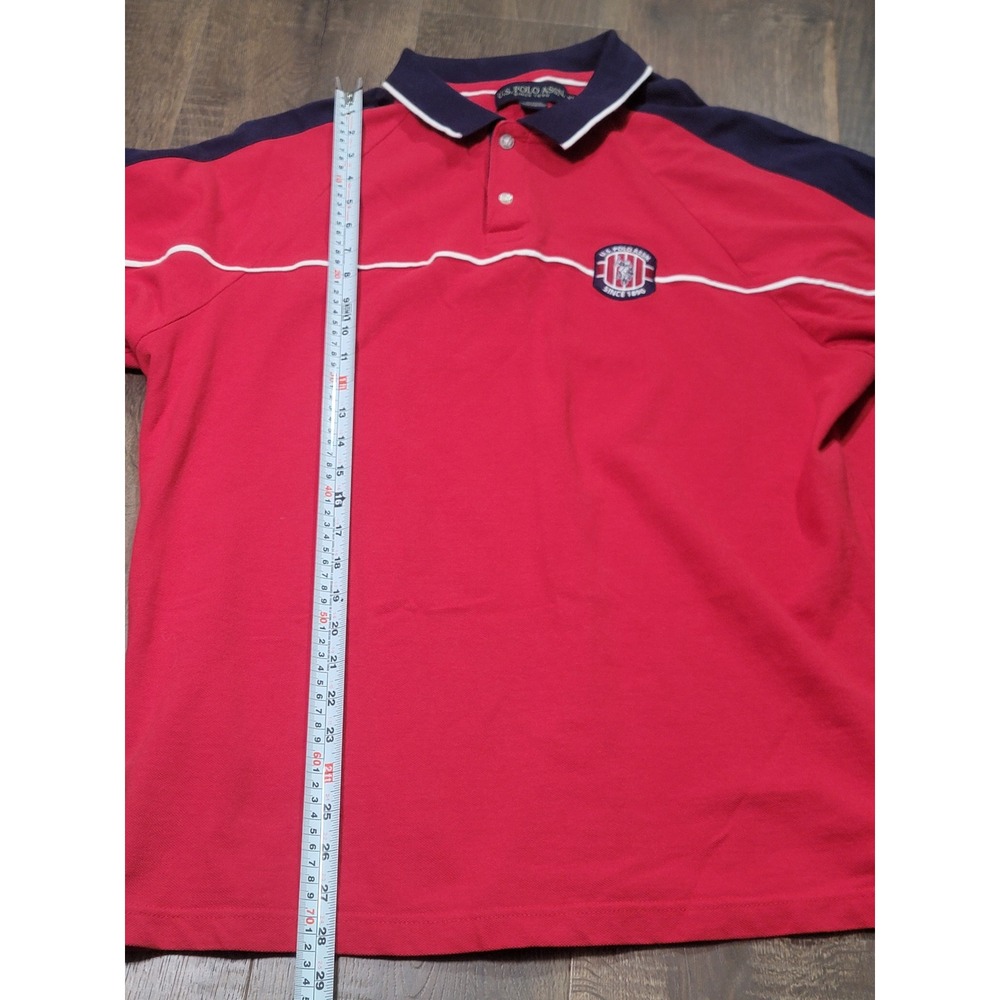 US Polo Assn Mens Red Navy Colorblock Short Sleeve Polo Shirt XL 11879788
